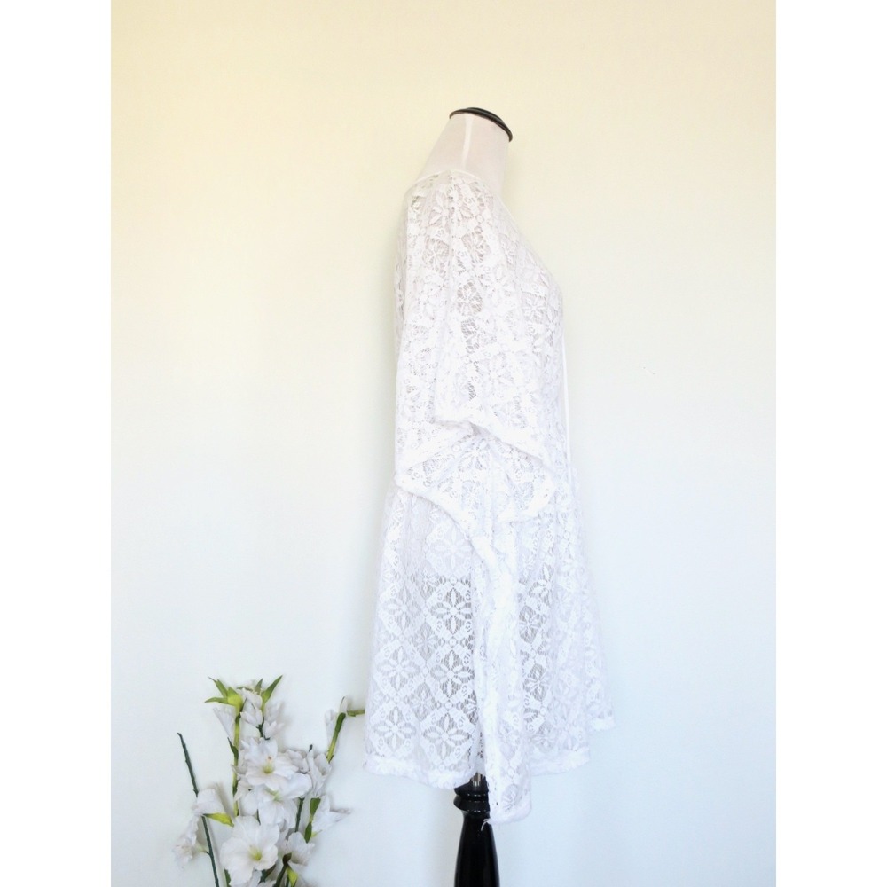 NEW! Miken Swim Crochet Lace Swimsuit Cover Up Pullover White SZ XL - Picture 5 of 7